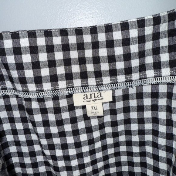 A.n.a Black & White Gingham Smocked Wide Strap Top XXL - Picture 6 of 6